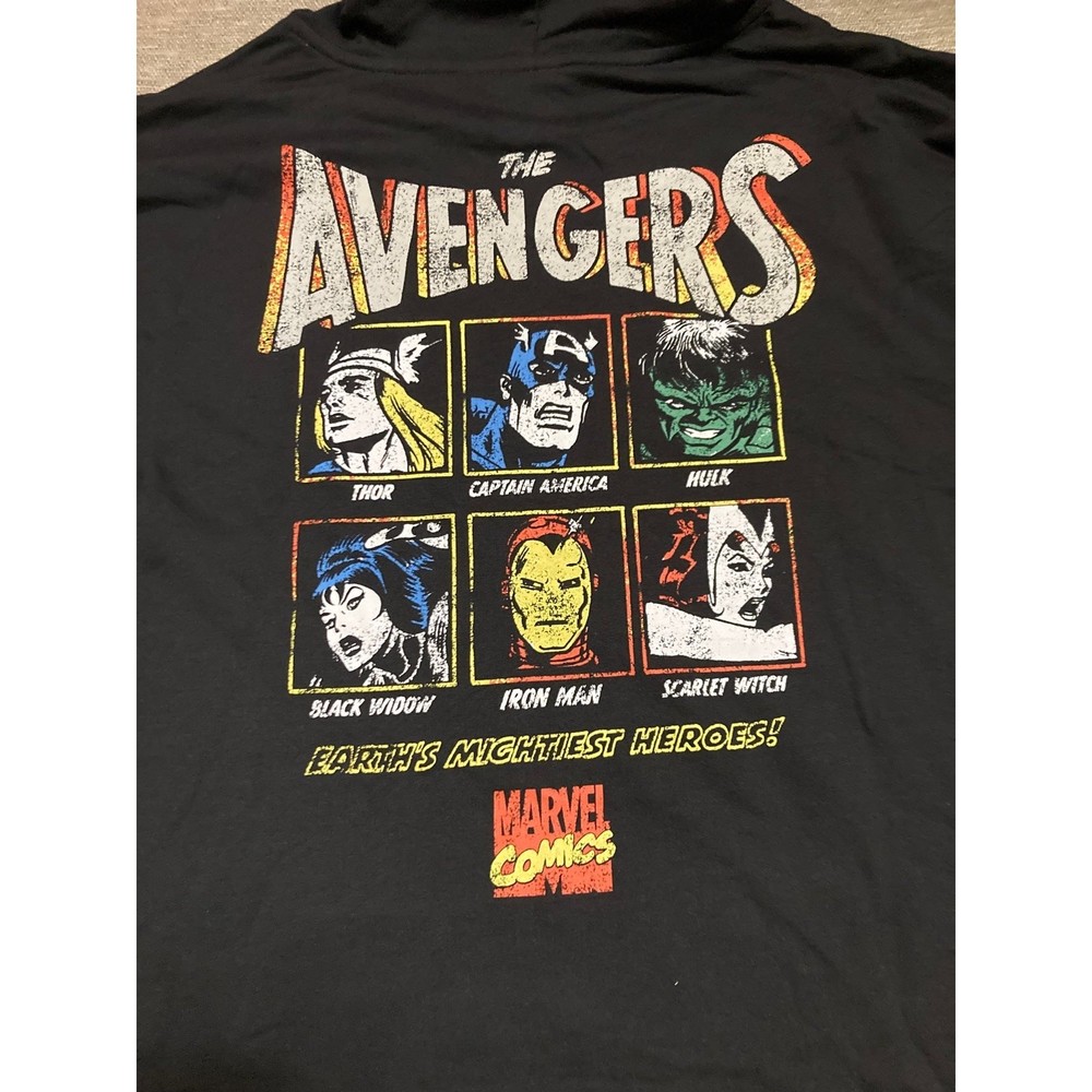 Brand new men adult Disney marvel retro avengers panel black hoodie size Xl
